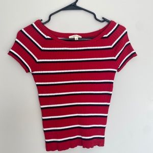 Red Black White stripped shirt